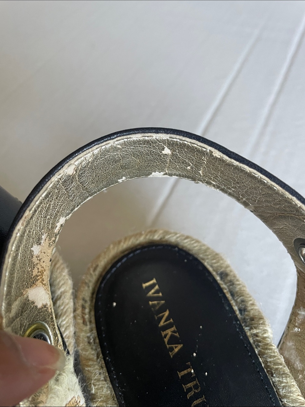 Ivanka Trump Black & Natural Beaded Espadrille Sandals - Women Size 10 - Picture 7 of 7